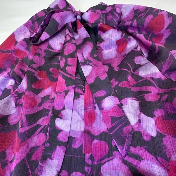 Ted Baker London Purple Pink Ruffled Bishop Sleeve Mini Dress - Picture 4 of 16